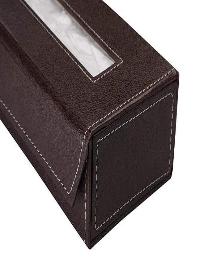 LEEZEL Tissue Box Holder with 2 Ply 100 Pulls Facial Tissue- Tissue Holder - Car Tissue Box Holder - Tissue Dispenser for Bathroom - Vegan Leather Tissue Box - Napkin Box (Brown) - Image 4